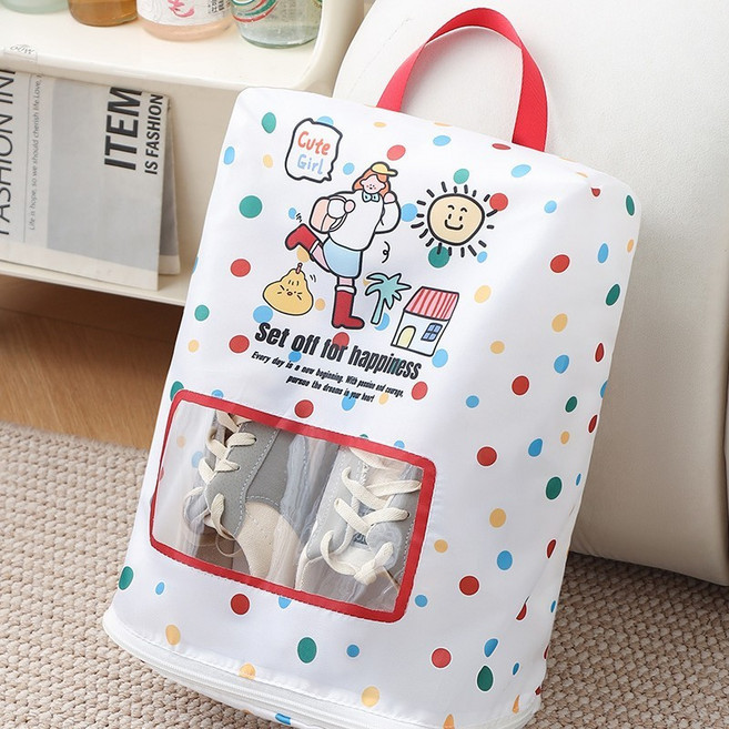 可愛卡通透明收納鞋袋 旅行外出用