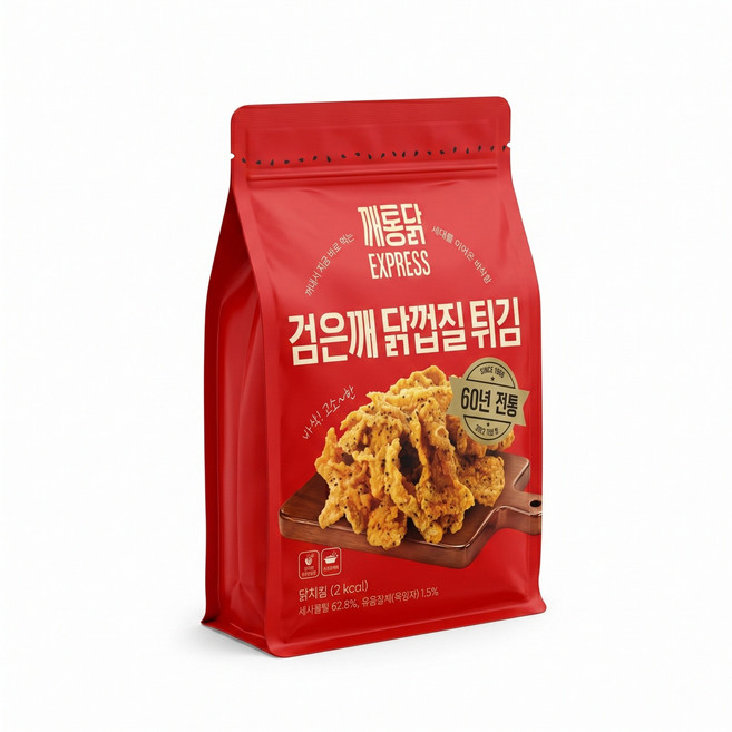 꺼내서 바로 먹는 깨통닭익스프레스 국내산 검은깨 닭껍질 튀김 100g, 1개