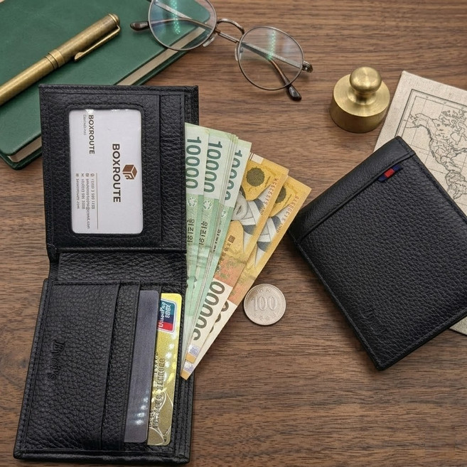 박스루트 소가죽 데일리 명함 카드 지폐 지갑