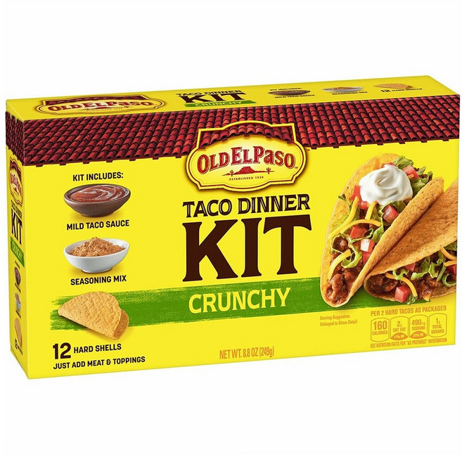 Old El Paso 올드엘파소 크런치 타코 디너 키트 8.8oz(249g) 4팩, 249g