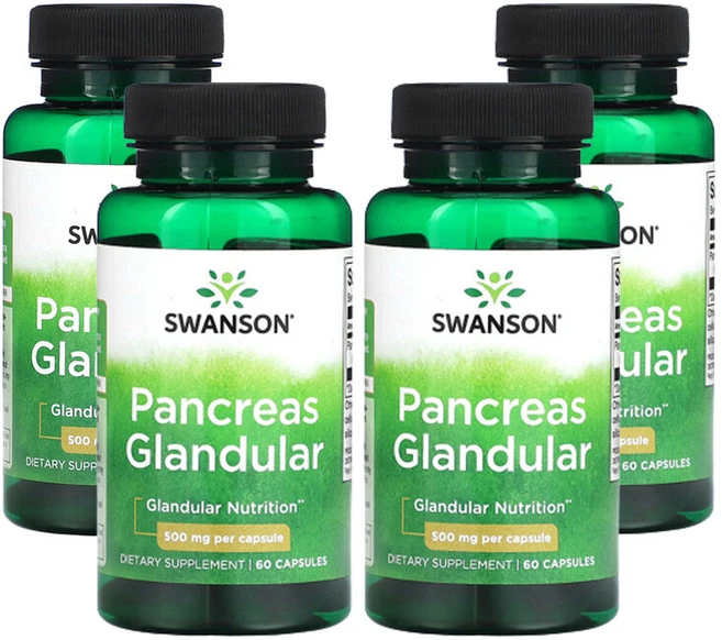 스완슨 췌장 분비선 500mg 캡슐 60정, 4개 - 쿠팡