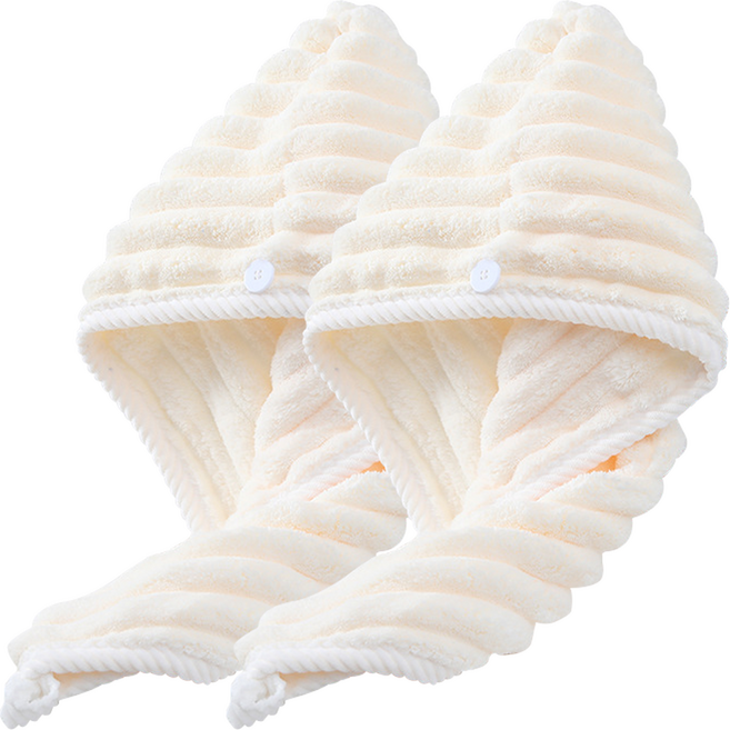 지세 드라이 헤어타월 63 x 43 cm, 1세트, 아이보리 2개입