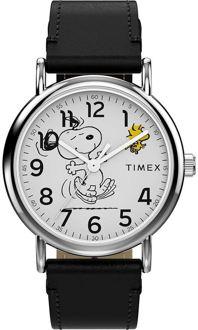 Timex Unisex TW2R41400 위켄더 38mm 피넛츠 스누피 나일론 슬립 스루 스트랩 시계