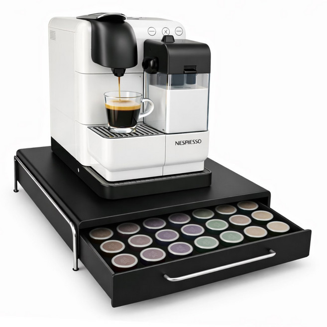 리드라이프 철제 커피캡슐 슬라이딩 서랍 보관함 L 사이즈, 1개, 블랙