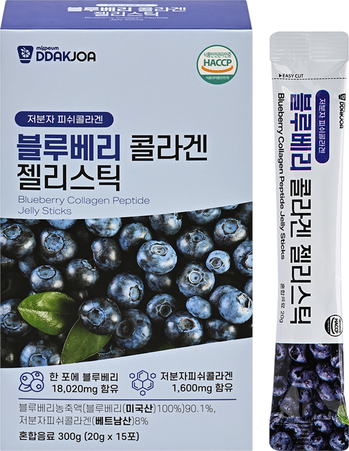 DDAKJOA 블루베리 콜라겐 젤리스틱, 15개, 20g