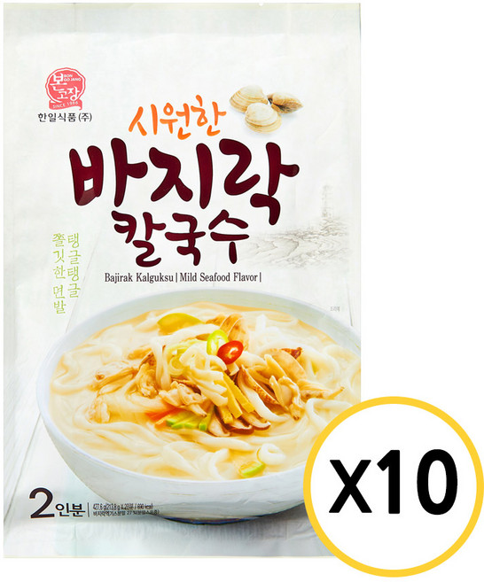 한일식품 본고장 시원한 바지락 칼국수 2인 427.6g, 10개