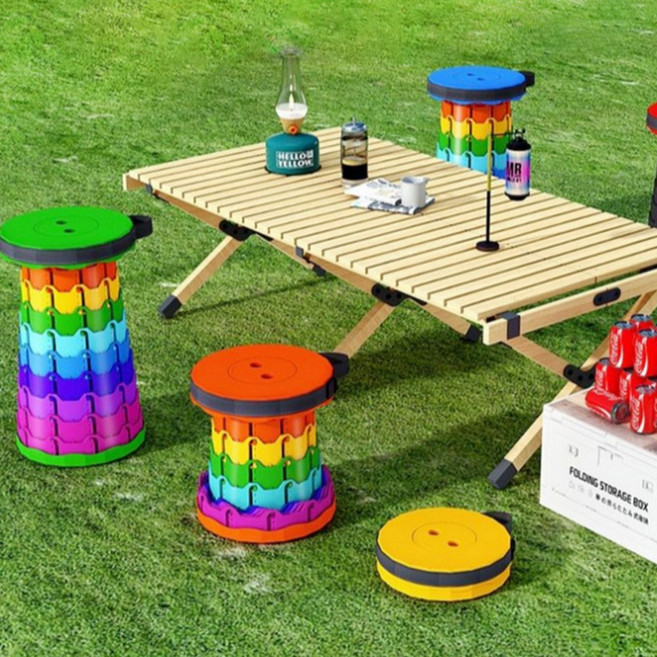 접이식 휴대용 서서앉는 높이조절 의자 색상랜덤, 레인보우접이식의자58943057