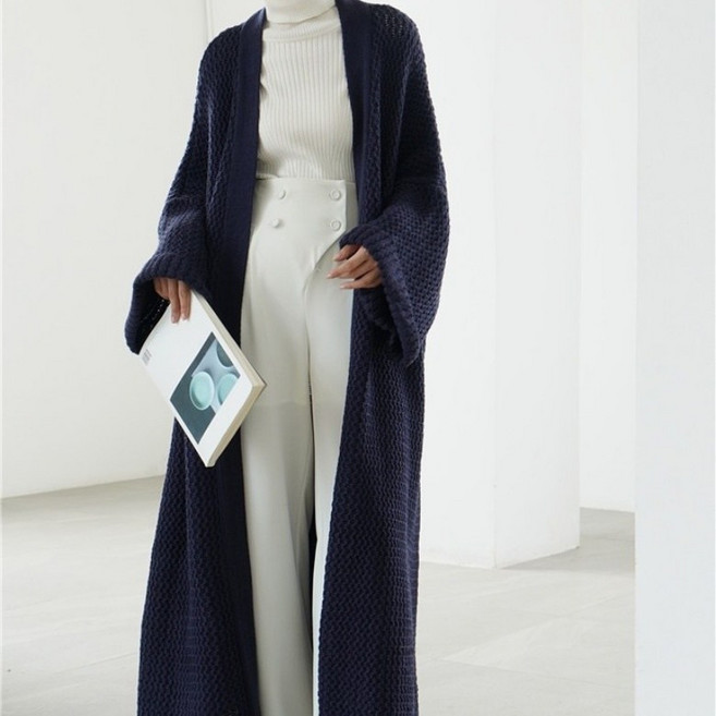 아이엠몽 여성 루즈핏 오픈카라 롱 니트 가디건