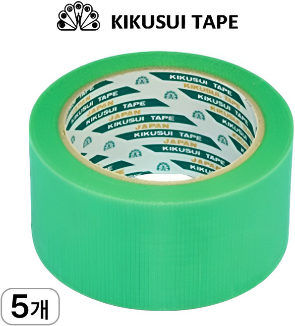 키쿠스이(일본산) 잔사 없는 우벤테이프 보양테이프 양생테이프 50mmX25m 최고급형(그린), 5개