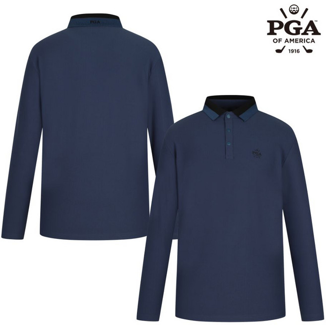 PGA 남성 리미티드 배색카라 긴팔 티셔츠 PGMTS53393