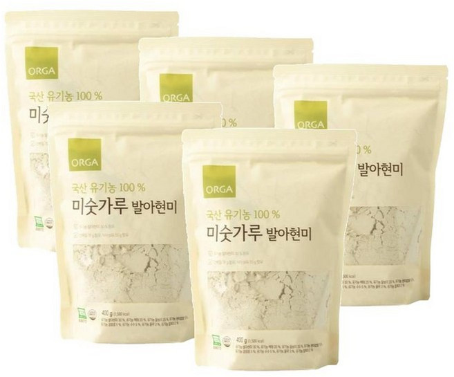 올가 국산 유기농 100% 미숫가루 발아현미, 5개, 400g