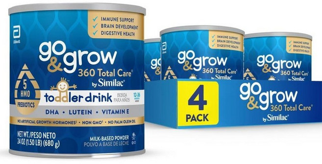 씨밀락 고앤그로우 360 토탈케어 토들러 드링크 분유 680g, 4개