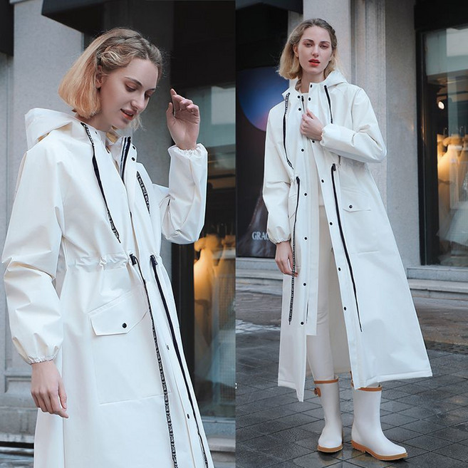 가남 남녀공용 비옷 예쁜 패션 방수 롱우비 골프 등산용 우비, 1개, 흰색