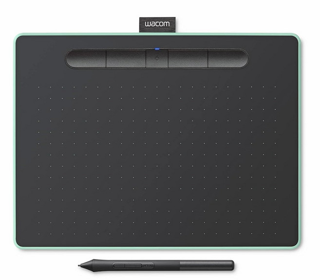 와콤 인투오스 소형 블루투스 그래픽 드로잉 ExpressKey 안드로이드 - 크리에이터를 맥 교사 가능한 및 피스타치오 4개의 학생 OS 크롬북 호환 DS-5R 지정 휴대용, Pistachio 와콤 109031 359895865, 1개