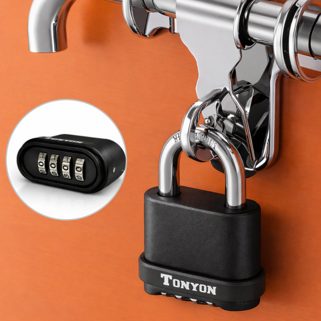 방수 녹슬지않는 대형 다이얼 번호자물쇠 긴고리 야외 창고 대문용 암호 자물쇠 SCL, 1개, 숏빔_블랙