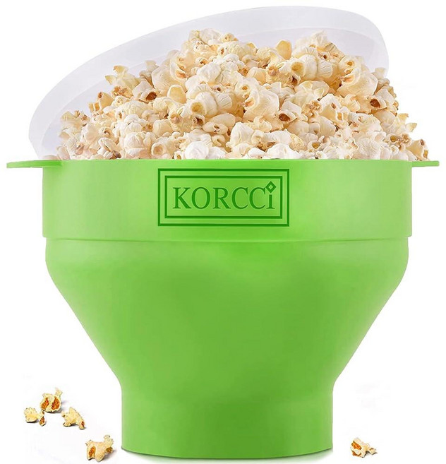 오리지널 Korcci 전자레인지 사용 가능한 실리콘 팝콘 팝퍼 접이식 메이커 그린, 오리지널 Korcci 전자레인지 사용 가능한 실리콘 팝