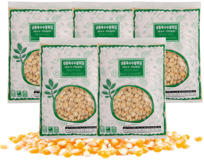 산들네이처 옥수수 알 튀김 맥주안주 술안주 옥수수튀김 옥수수알튀김 마약옥수수 5kg (1kg x 5봉), 5개