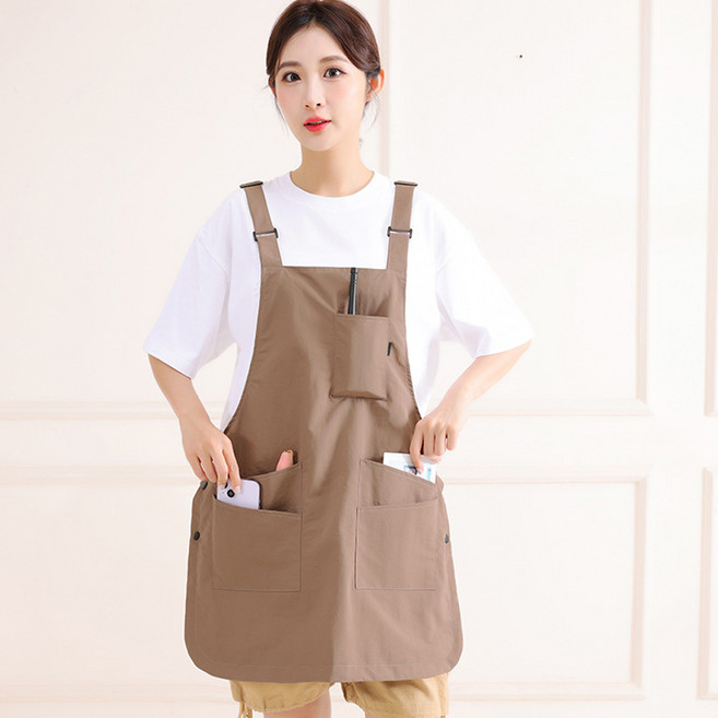 나나리빙 실용적인 양면 주방 방수 앞치마, 1개, 피넛 브라운