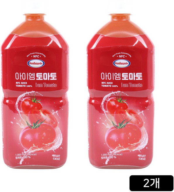 보넬드 아이엠 토마토주스 100% NFC 착즙주스, 2개, 1L