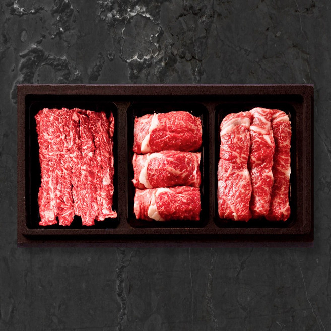 [정담옥]1등급 투뿔 한우선물세트 1++ 구이용 최상급 등심(1++) 300g + 채끝(1++) 300g + 특수부위(1++) 300g (합0.9kg), 1세트