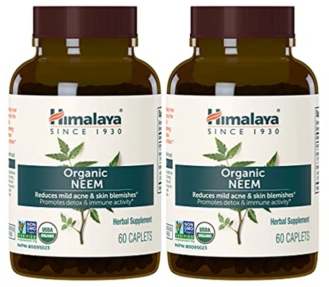 히말라야 유기농 님 맑고 부드러운 앰프를 위한 가벼운 여드름 완화 광채 피부 600 mg 60정 4개월분 2팩 - 쿠팡