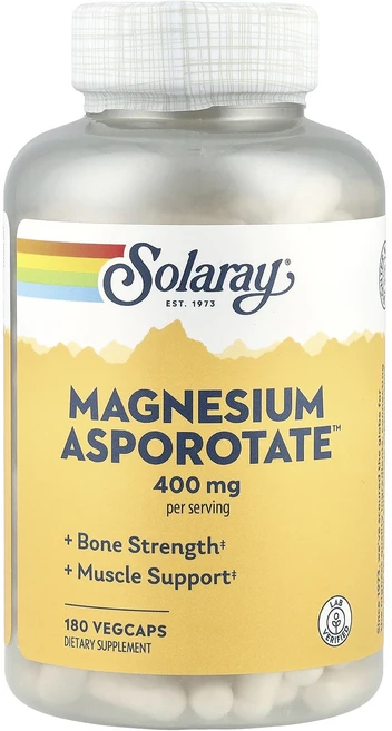 Solaray Magnesium Asportate™ 400mg 베지 캡슐 180정(캡슐 1정당 200mg), SolarayMagnesiumAsportate400mg, 1개, 180정 - 쿠팡