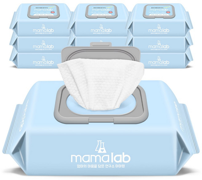 마마랩 물티슈 오리지널 80매 20팩 캡형 대용량 엠보 아기물티슈, 52g, 80