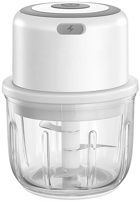 투데이리빙 무선 원터치 만능 미니 다지기 간편한 3중 스텐 칼날 마늘 으깨기 기계 전동 야채 손질 도구 다용도 분쇄기, 1개, 화이트