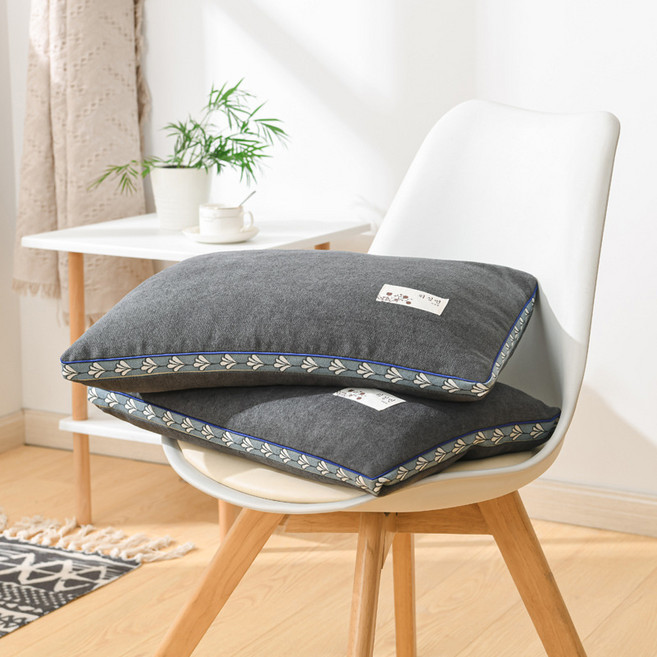 全蕎麥硬質護頸枕, 1件, 麻絨枕深黑