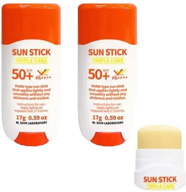 W피부연구소 자외선 차단제 휴대용 선크림 트리플케어 선스틱 17g X2개, 2개