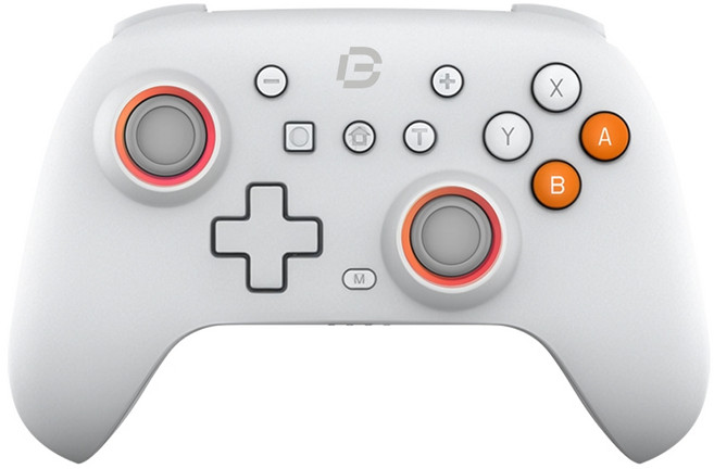 【Bteam】Switch 1 2 無線遊戲手把 可刷Amiibo 連發 震動 Tinoza II, 1個, 雪橙心