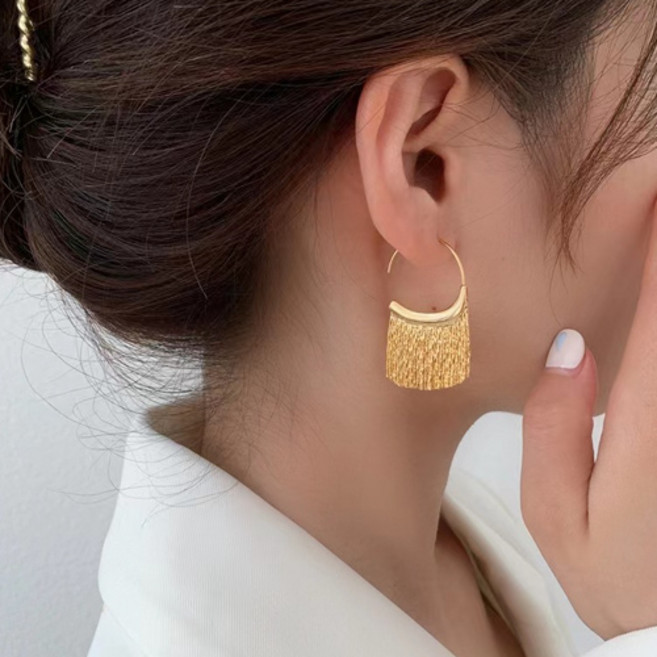 C커브링 긴술 화려한 여성 드롭 귀걸이