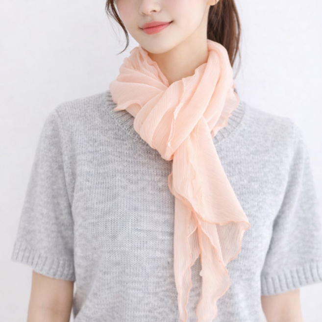 무지 빅 스카프 엘라 플리츠 솔리드 스카프 쉬폰 시어서처 봄 스카프