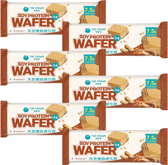 the vegan 樂維根 大豆蛋白威化餅 花生口味 補充蛋白質 營養零嘴, 39g, 6個