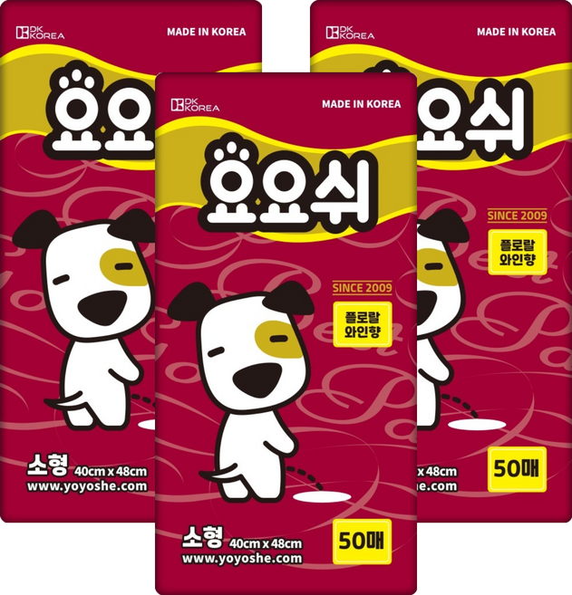 요요쉬 강아지 배변패드 와인 플로랄와인향, 50개입, 3개