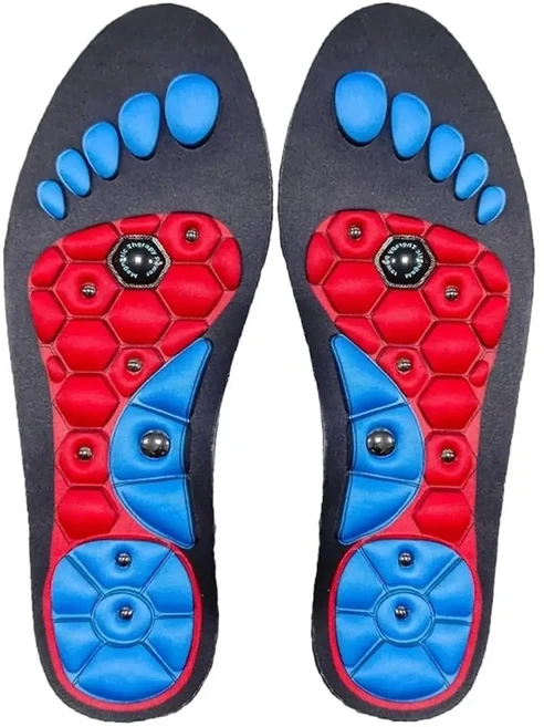 1쌍 자기 지압 깔창 Akusoli 발 아치 지지대 순환 촉진 피로를 완화합니다., [02] M(40-43), 01 black red, 1개