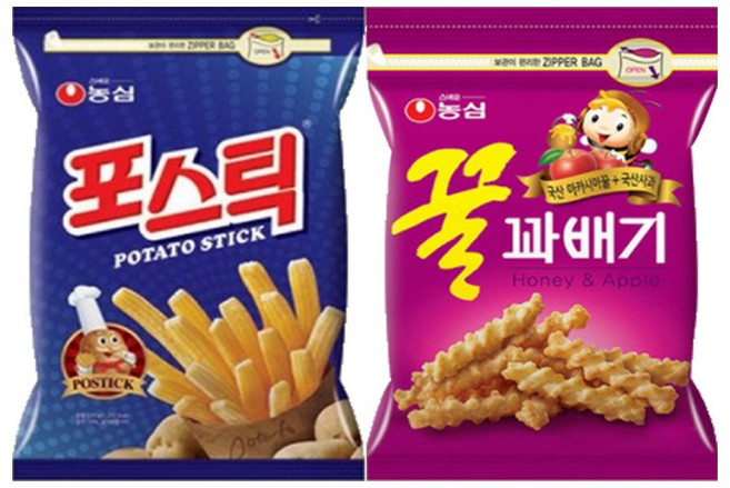 농심 꿀꽈배기 285g(1봉) + 포스틱 270g(1봉) 지퍼 대용량, 555g, 1세트