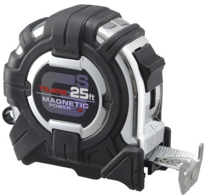 타지마 줄자 - 16피트 / 5m x 1인치 GS-Lock 측정 테이프 듀얼 마그네틱 파워 및 호환 클립 GS-SC16 5MBW, 25 ft x 1 inch, 1