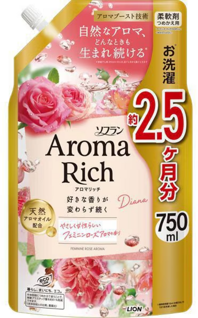 소프란 아로마리치 다이아나 리필 특대형 950ml 섬유유연제 107207, 750ml, 1개