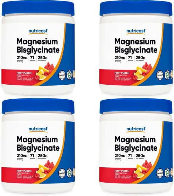뉴트리코스트 고흡수 마그네슘 비스글리시네이트 파우더, 4팩, 250g - 쿠팡