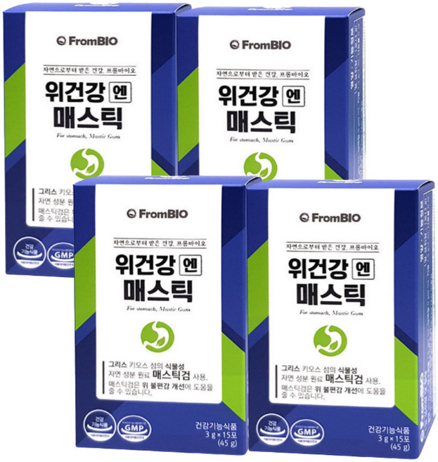 프롬바이오 위건강엔 매스틱 위 불편감 개선 도움 메스틱 위 건강기능식품, 45g, 4개