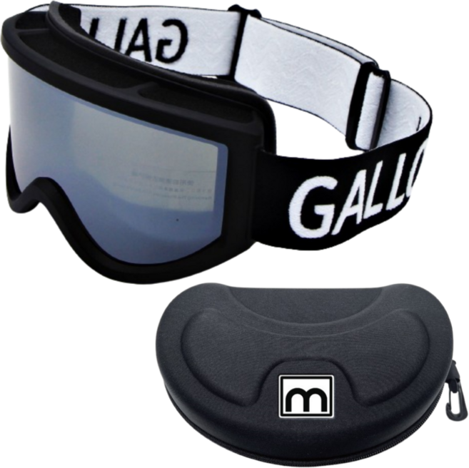 갤런 주니어 성인용 스키 보드 고글 GA202 안경병용, 블랙실버, 1개