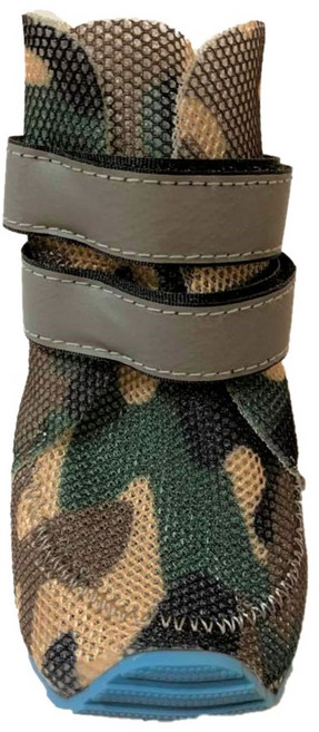 寵愛生活本舖 寵物夏季透氣網鞋 中小型犬適用 反光條防滑狗鞋, 迷彩,55#：鞋長6.0cm，鞋寬4.5cm, 1個