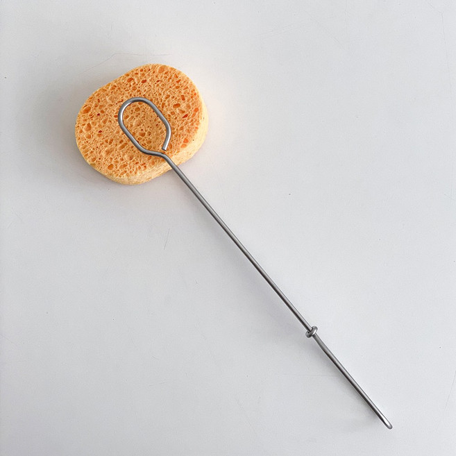 스러플 롱 스텐 수세미 집게 천연펄프 수세미, 대형 집게(34cm)+수세미1p, 1개