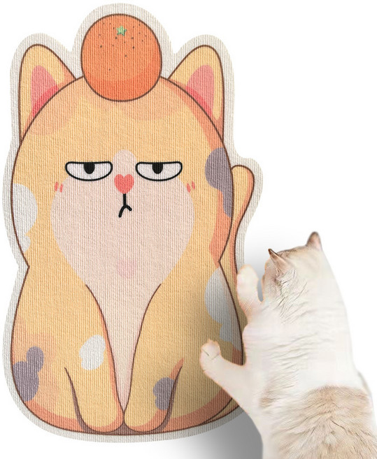 대형 부착식 고양이 스크래쳐 벽걸이 간편 재단 설치 식물섬유 접착식XMZB032, 1개, 오렌지