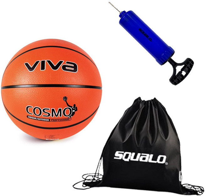 비바 코스모 고무 농구공, 공 + SQUALO 공가방 & 펌프, 1개