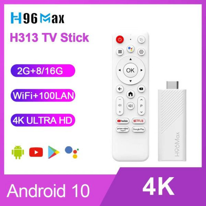 H96Max H313 TV 스틱 4K 안드로이드 10 박스 2.4/5G WiFi6 H96 Max 스마트 USB2.0 홈 HDR 음성 제어 안드로, 02 2G 8G, 03 Eu 플러그