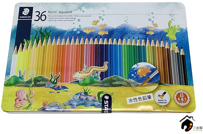 STAEDTLER 施德樓 ABS 水性色鉛筆 精緻鐵盒 12/24/36色, 1個, 12色