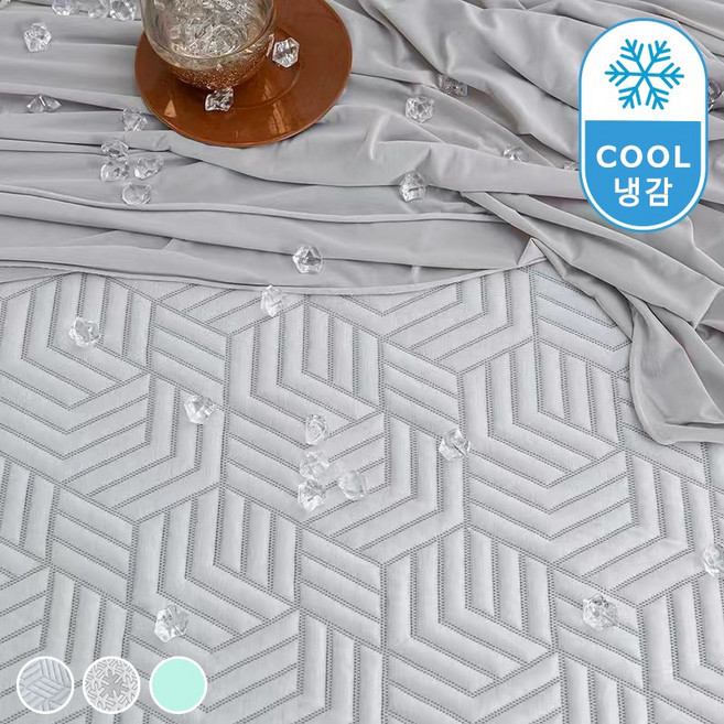 모카품 쿨매트 여름 쿨링 고정 냉감 침대패드 여름 냉감패드, A 그레이격자