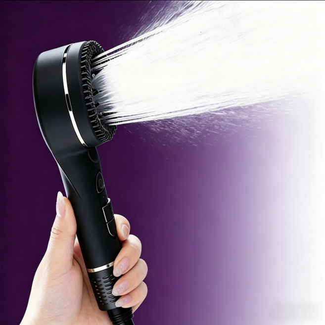 홈럭스 수압상승 고압보장 필터 샤워기헤드, 블랙, 1개